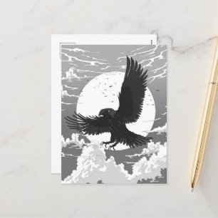 Raven And The Moon Holiday Postcard