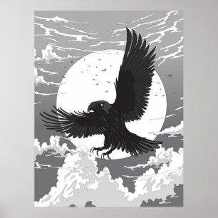 Raven And The Moon Poster