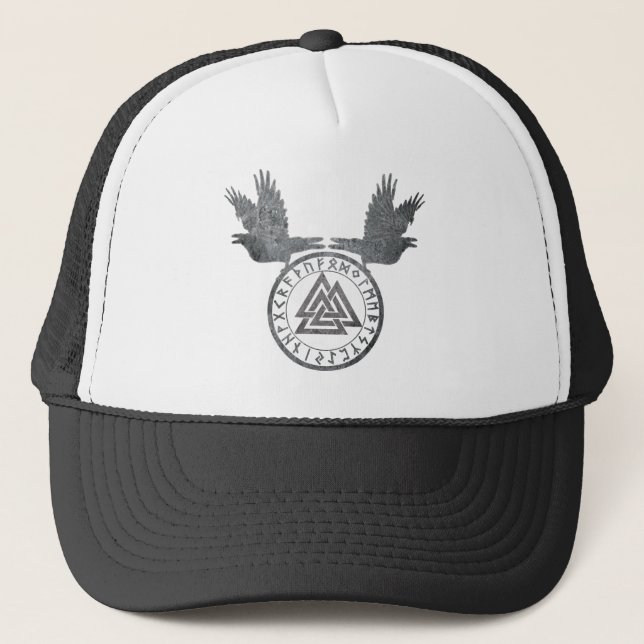 Raven-and-Valknut Trucker Hat (Front)