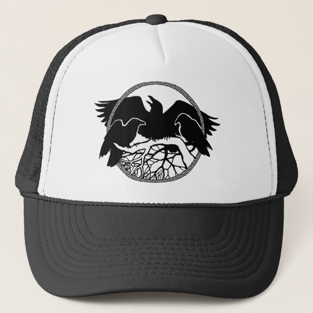 Raven Art Cap Wild Bird Crow Hats Raven Gifts (Front)