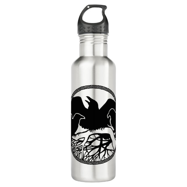 Raven Art Cool Crow Art Sport Bottle (Front)