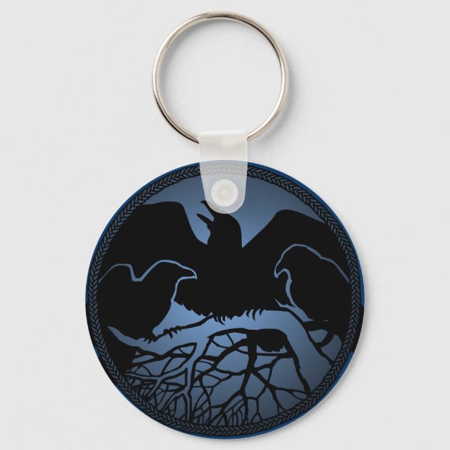 Raven Art Keychain Wildlife Crow / Raven Gifts (Front)