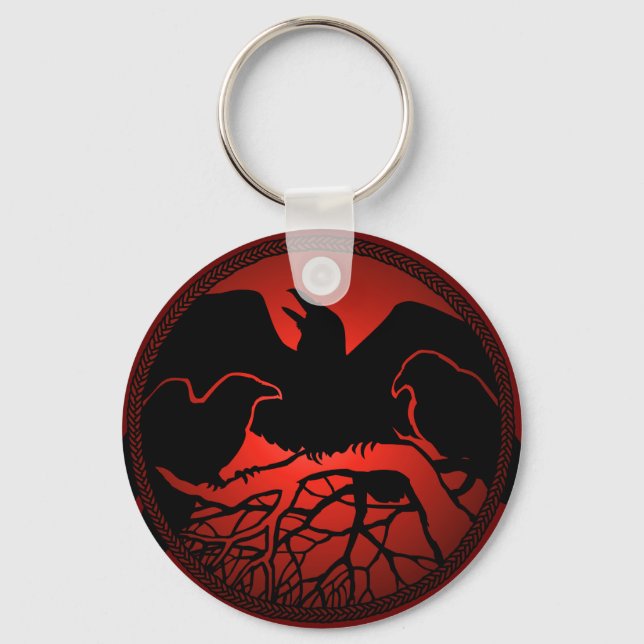 Raven Art Keychain Wildlife Crow / Raven Gifts (Front)