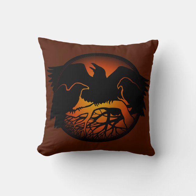 Raven Art Pillow Native Spirit Animal Raven Pillow (Front)