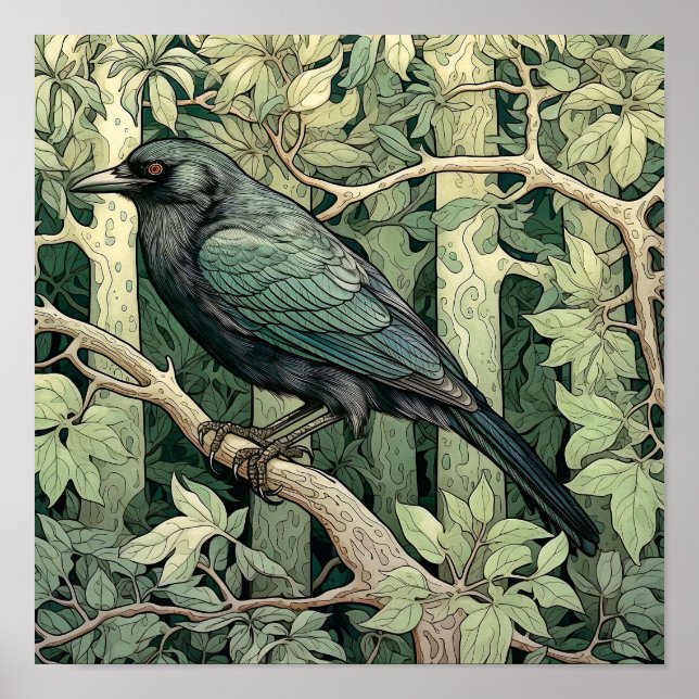 Raven Art Print, Black Bird, Animal Art  Poster (Front)