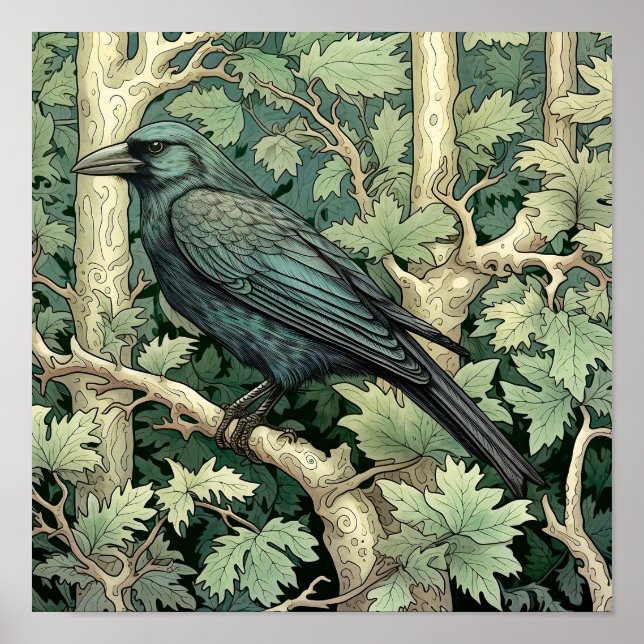 Raven Art Print, Black Bird, Animal Art  Poster (Front)