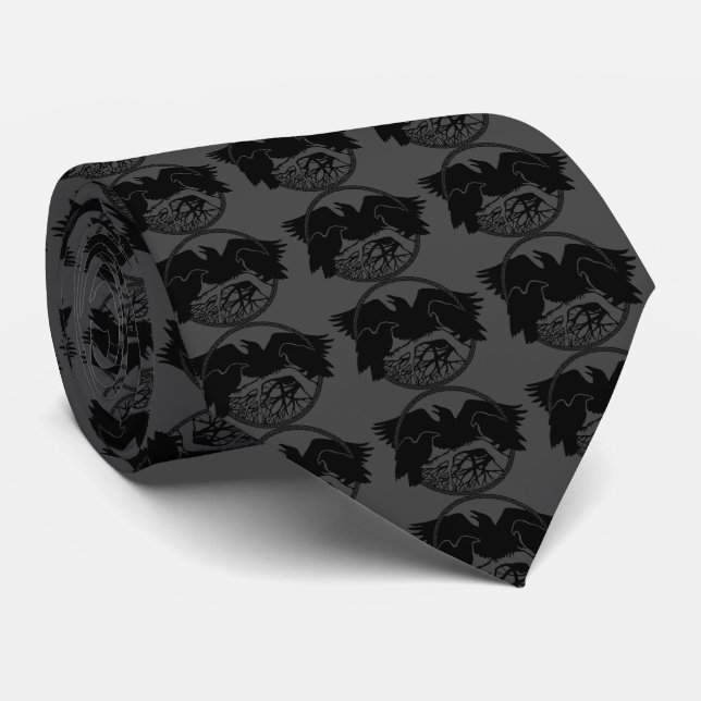 Raven Art Ties Wildlife Crow / Raven Necktie Gifts (Rolled)