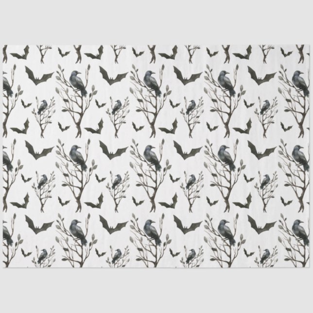 Raven Bat Halloween Gift Wrapping Tissue Paper (Front)