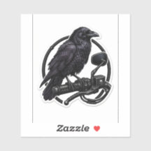 Raven Biker Sticker — Gothic Motorcycle Handlebar 