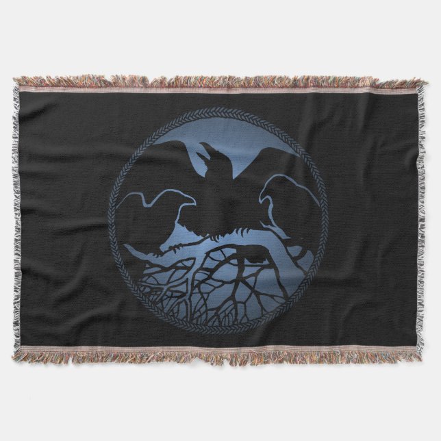 Raven Bird Blanket Spirit Animals Throw Blankets (Front)