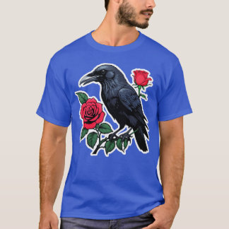 Raven Bird on Rose Flower friend T-Shirt