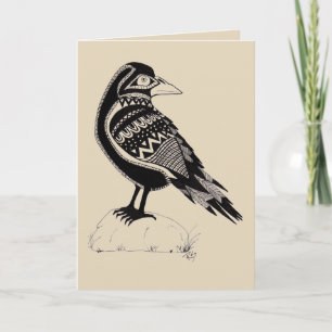 Raven Black and White Greeting Card