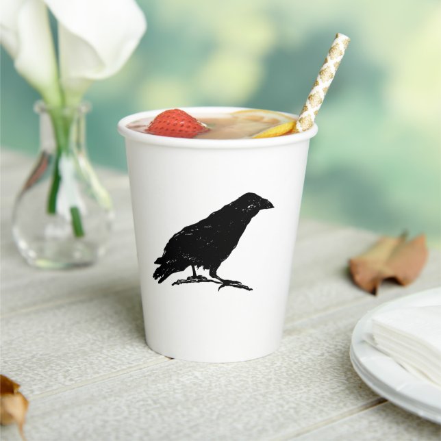 Raven Black Bird Halloween Spooky Painting Art Paper Cups (Insitu)