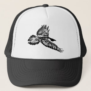 Raven Black Bird Silhouette Corvid Trucker Hat