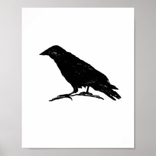 Raven Black Bird Spooky Halloween Painting Poster