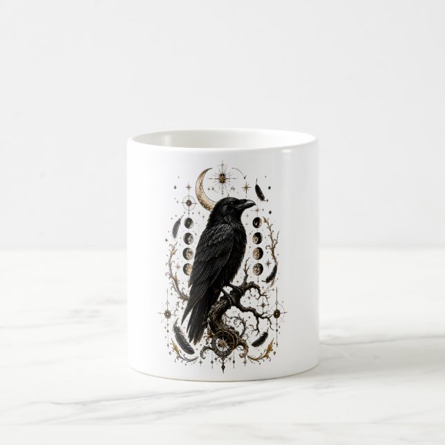 Raven Boundary Spell Gothic Celestial Mug (Center)