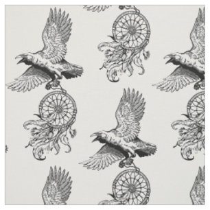 Raven carrying dreamcatcher fabric