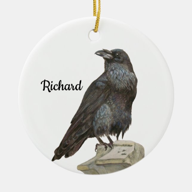 Raven Ceramic Ornament (Front)