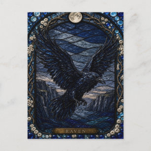 Raven Cliff Roost Illumina Stained Glass Postcard