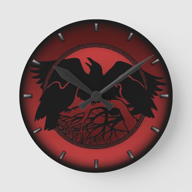 Raven Clock Native Raven Art Wall Clock Bird Gift (Front)