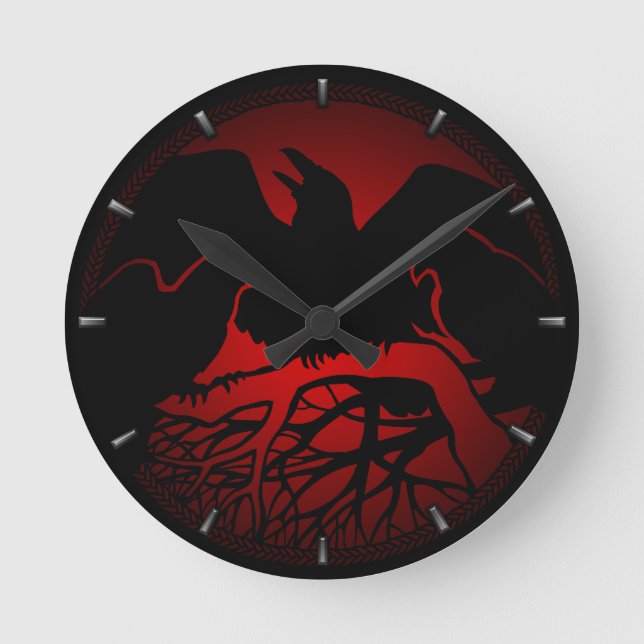 Raven Clock Native Raven Art Wall Clocks & Gifts (Front)