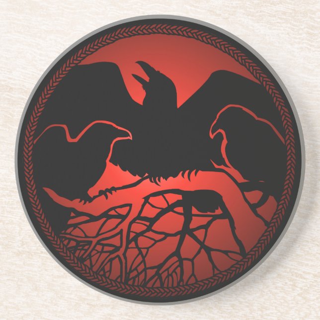 Raven Coaster Raven Gift Raven & Crow Art Decor (Front)