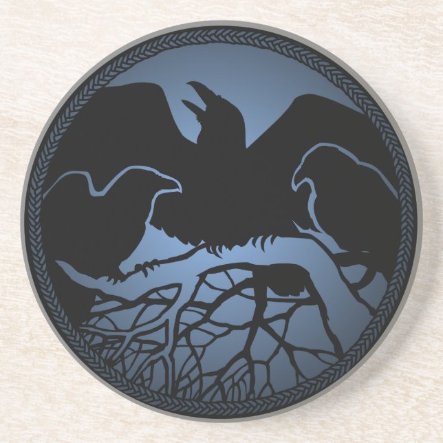 Raven Coaster Raven Gift Raven & Crow Art Decor (Front)