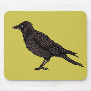 Raven Creepy Crow Bright Gothic Ink Art Mouse Pad