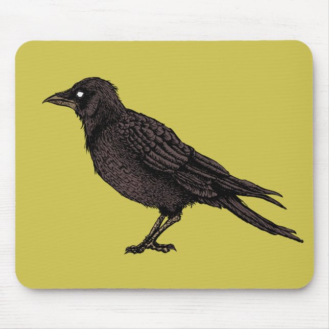 Raven Creepy Crow Bright Gothic Ink Art Mouse Pad (Front)