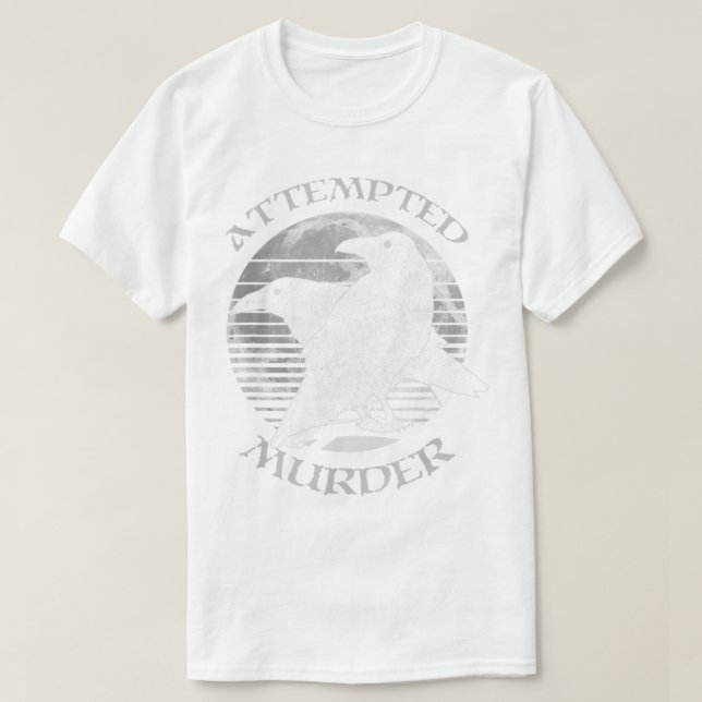 Raven Crow Attempted Murder Retro Moon Wiccan Paga T-Shirt (Design Front)