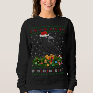 Raven Crow Bird Lover Xmas Santa Hat Ugly Crow Chr Sweatshirt