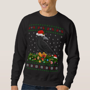 Raven Crow Bird Lover Xmas Santa Hat Ugly Crow Chr Sweatshirt