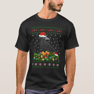 Raven Crow Bird Lover Xmas Santa Hat Ugly Crow Chr T-Shirt