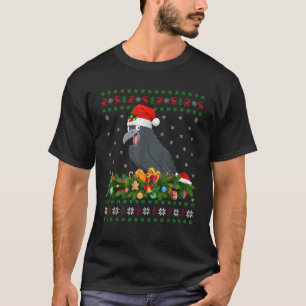 Raven Crow Bird Lover Xmas Santa Hat Ugly Raven Ch T-Shirt