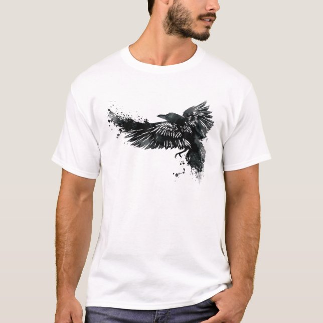 Raven Crow Bird Raven Tee Tattoo Shirt Art T-shirt (Front)