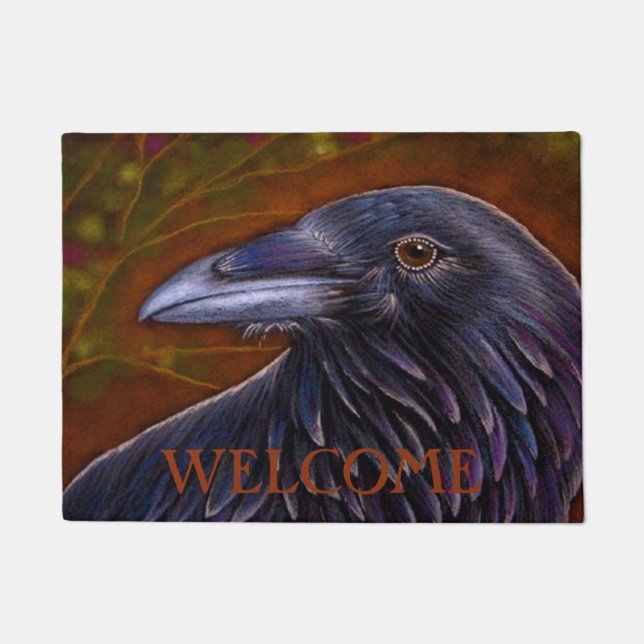 RAVEN CROW BIRD WELCOME 18" x 24" Door Mat (Front)