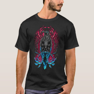 Raven Crow Flower Gothic Rose Black Bird Vintage T-Shirt
