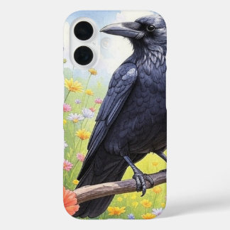 Raven Crow on Branch iPhone 16 Case