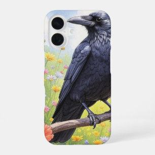 Raven Crow on Branch iPhone 16 Case