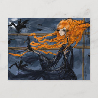 Raven Dance: Dark Gothic Surreal Art Postcard