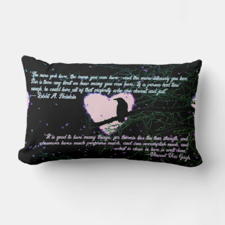 Raven Dark Love Cracked Glowing Heart with Quotes Lumbar Cushion