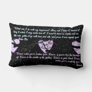 Raven Dark Love Cracked Glowing Heart with Quotes Lumbar Cushion