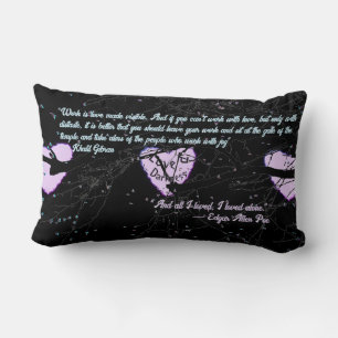 Raven Dark Love Cracked Glowing Heart with Quotes Lumbar Cushion