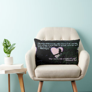 Raven Dark Love Cracked Glowing Heart with Quotes Lumbar Cushion
