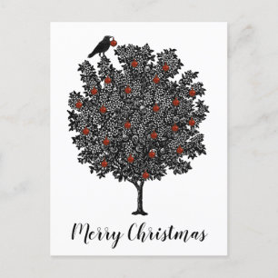 Raven Decorates Christmas Tree Merry Christmas Holiday Postcard