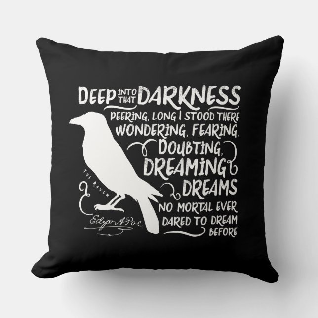 Raven (Deep Into That Darkness) by Edgar Allan Poe Cushion (Front)