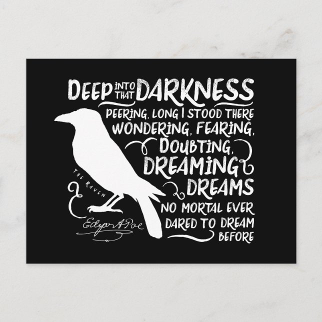 Raven (Deep Into That Darkness) by Edgar Allan Poe Postcard (Front)
