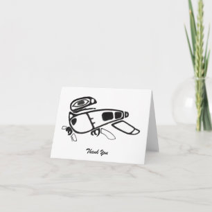 Raven Design Pen and Ink Drawing Folded Thank You Card