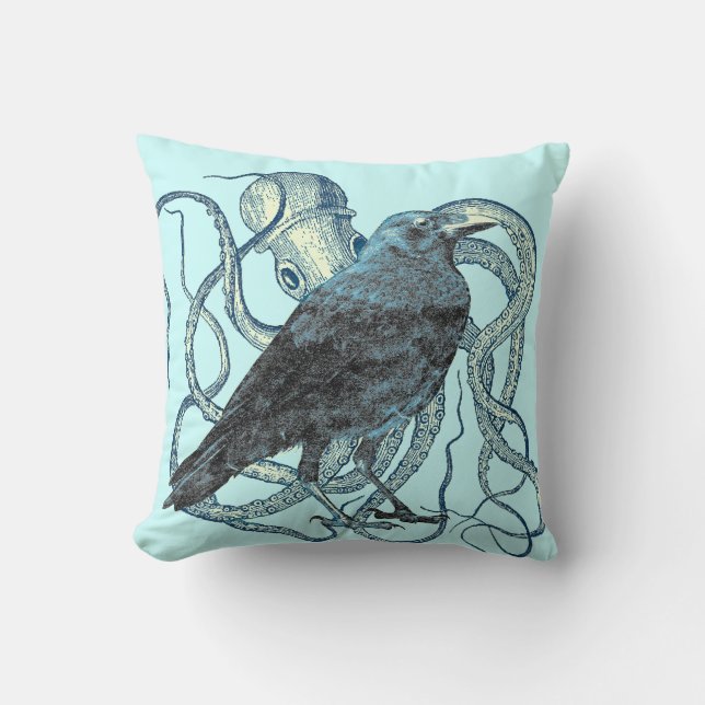 Raven Dreams of the Octopus Cushion (Front)