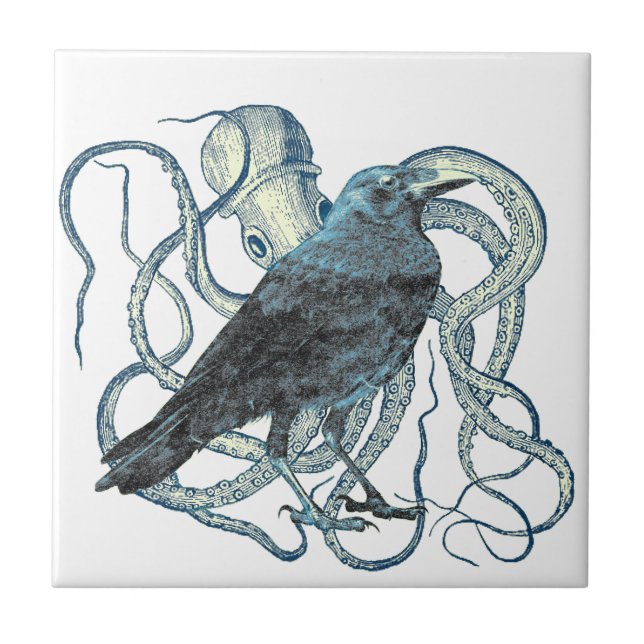 Raven Dreams of the Octopus Tile (Front)